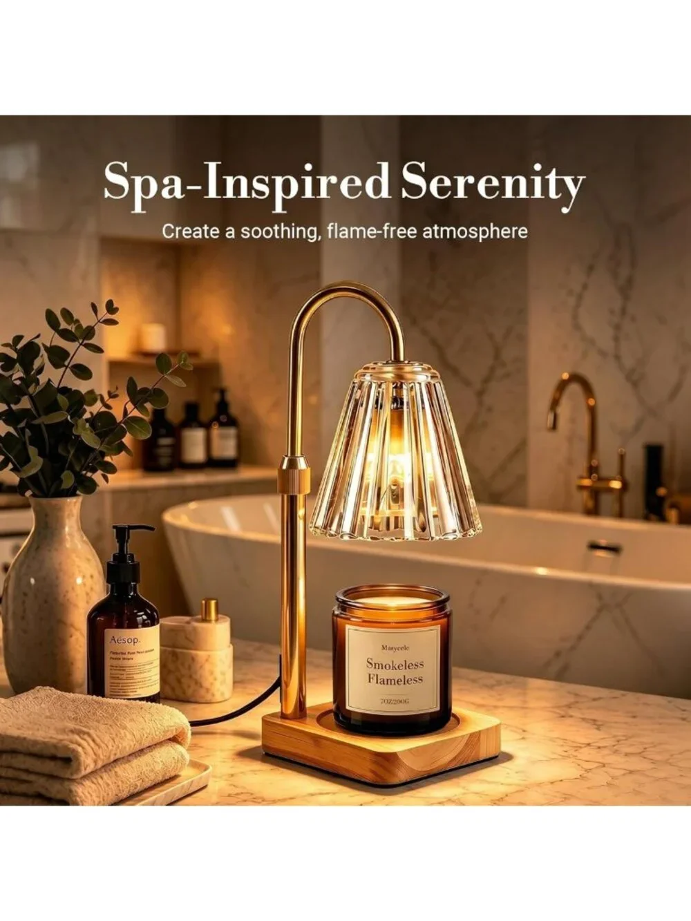 Candle Warmer Lamp with Timer & Dimmer - Adjustable Height Wax Melter, Aesthetic